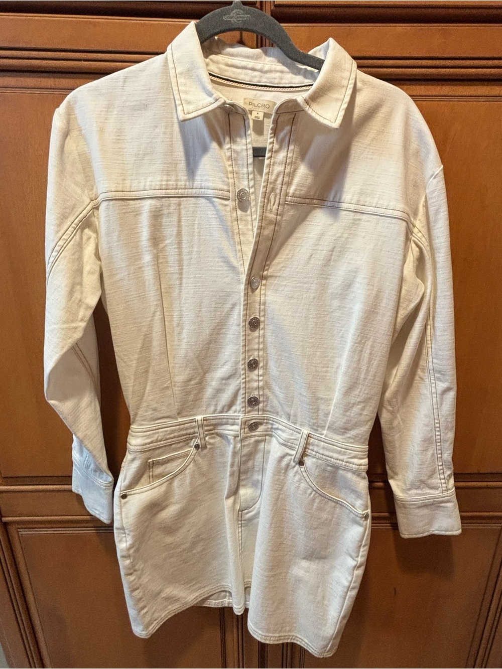 *NWOT* Anthropologie Pilcro Long-Sleeve Denim Micro Mini Shirt Dress. Size:S